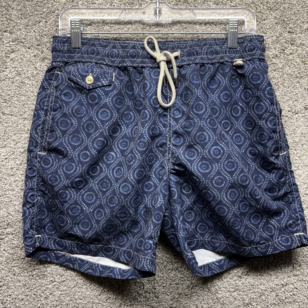 Polo Ralph Lauren Swim Shorts Mens SMALL (30-34) Blue Geometric Lined Drawstring